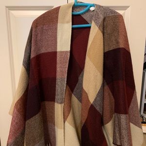 Berry toned plaid wrap